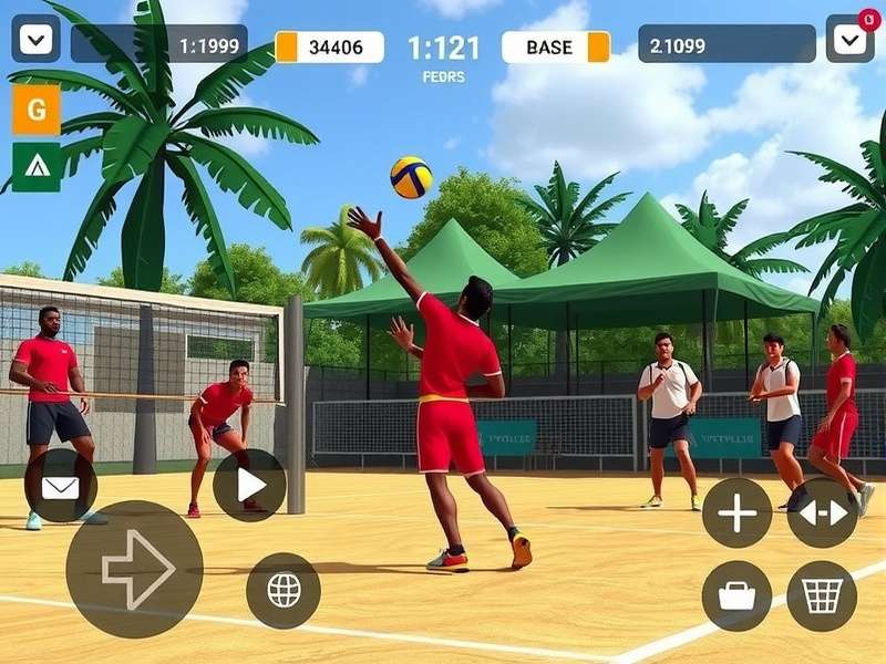 Tamil Volley Pro gameplay screenshot showing realistic volleyball action